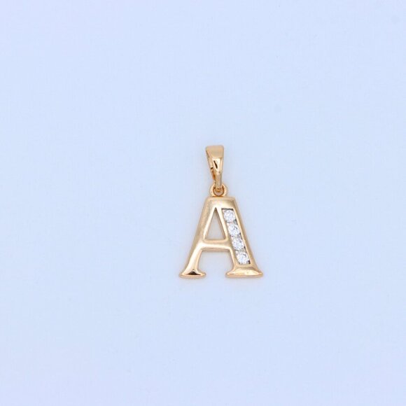 "Rose Gold Letter A Pendant with Crystals – 18K Gold Plated Charm, XPPT1350 - Picture 6 of 12